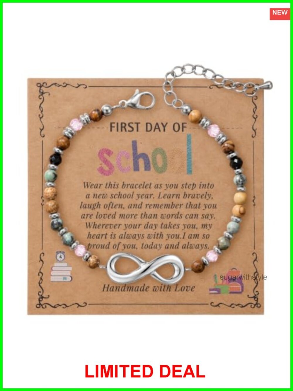 Natural Stone Infinity Bracelet for Women Stainless Steel